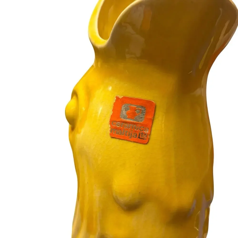 Villa Bologna Malta Gluggle Fish Vase Glossy Yellow Ceramic Vase Stickered